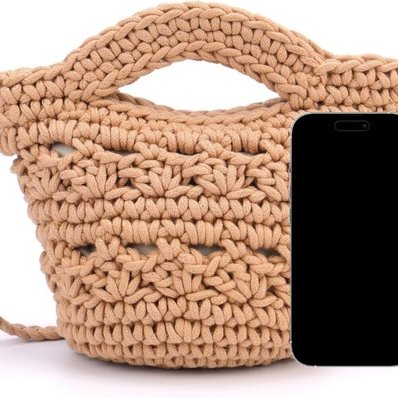 Chic Women's Straw Beach Bag - Hand-Knitted Woven Cotton Purse for Summer - Picture 8 of 8